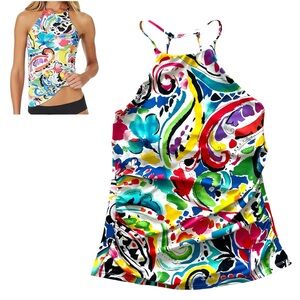 Anne Cole Tankini Top Medium High Neck Colorful